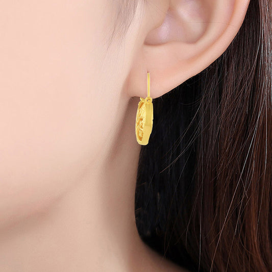 Brass Goldplated Basket shaped Floral Hoop Earrings Women