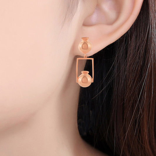 Pure Copper Pitcher Water pot Indian Matka Shape Stylish Fashion Long Earrings