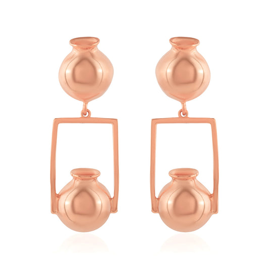 Pure Copper Pitcher Water pot Indian Matka Shape Stylish Fashion Long Earrings