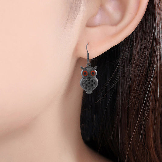 Brass Oxidised Finish OWL shaped Fashion Earrings (ERGS5997)