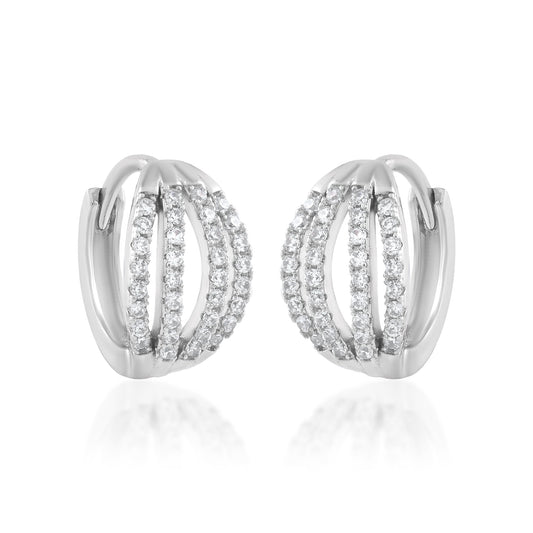 Brass Silverplated Imitation Diamonds Hoop Fashion Earrings