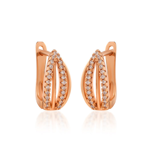 Rose Goldplated Imitation Diamond Zirconia Women mini hoop Earrings