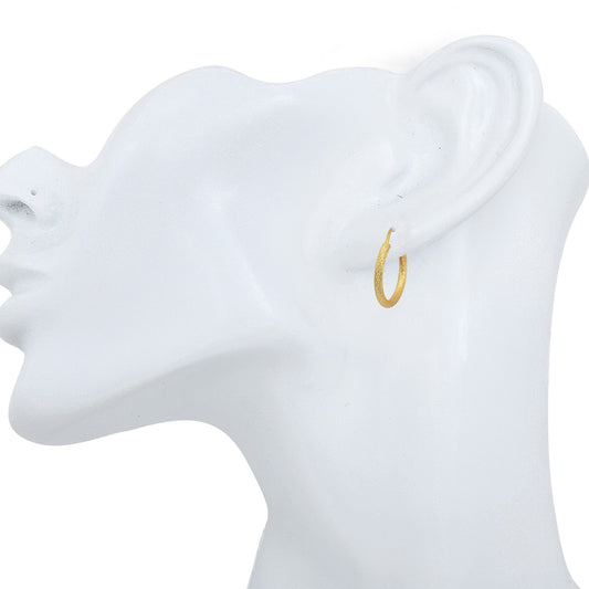 Gold plated brass, simple sober light weight daily use Hoop bali earrings