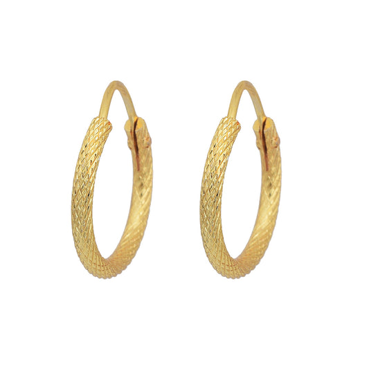 Gold plated brass, simple sober light weight daily use Hoop bali earrings