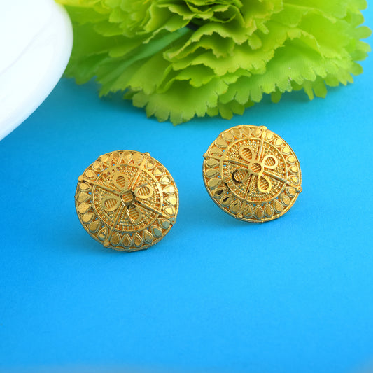 Brass 24KT Micron Gold Plated handmade Traditional Stud earrings (ERND2799)