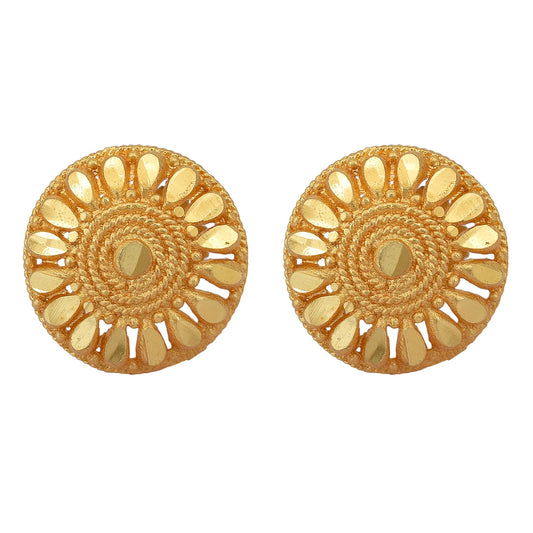 Gold plated flower shape Faux Kundan,Chilai work,stylish,Traditional stud Fashion earrings