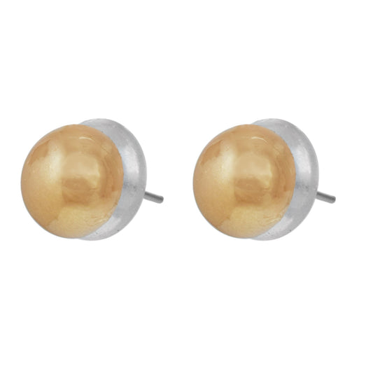 Golden half pearl stud earring Women