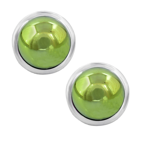 Faux Pearl Parrot Green Pastel coloured shiny Stud earring