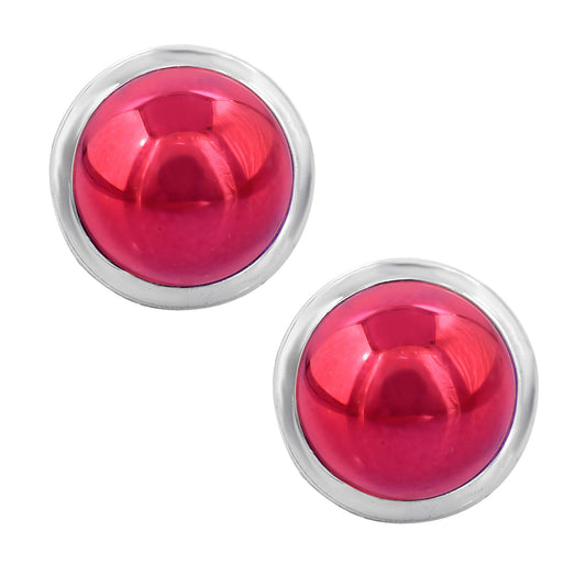 Faux Pearl Pastel shiny Red coloured Stud earring