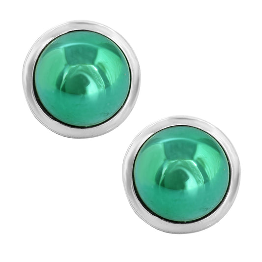 Faux Pearl Dark Forest Green Pastel shiny coloured Stud earring