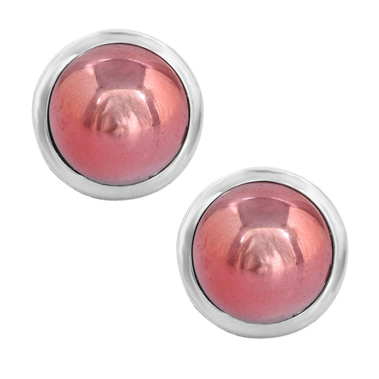 Faux Pearl Pastel Peach coloured, shiny Stud earring