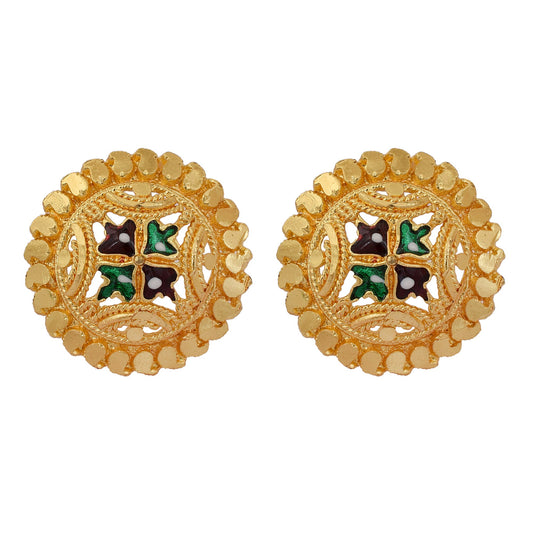 Gold plated Handmade Meenakari, Bikaneri work, stylish, stud earring Women