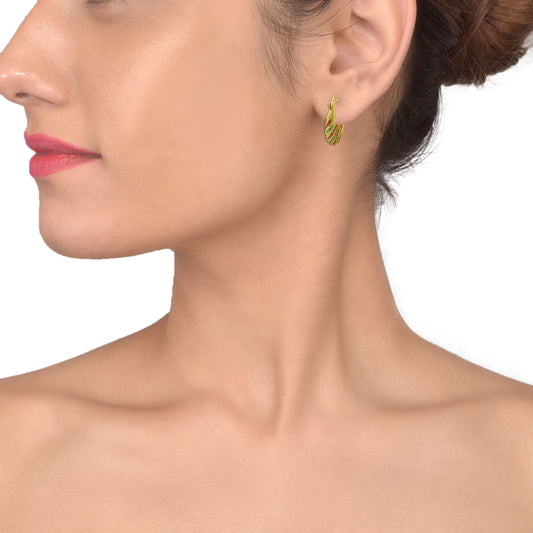 Gold plated Meenakari basket shaped hoop earrings