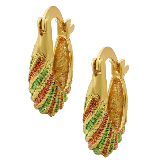 Gold plated Meenakari basket shaped hoop earrings