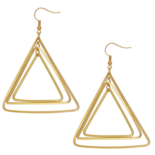 Gold plated Brass, Three traingle design Hoop bali fashion earrings