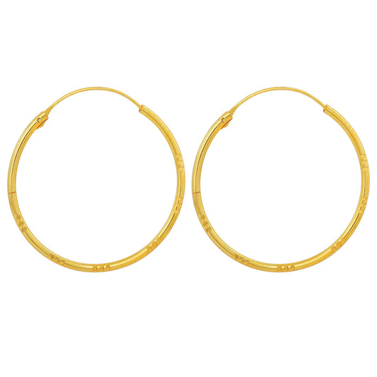 Gold plated notched Bali Hoop fashion earrings