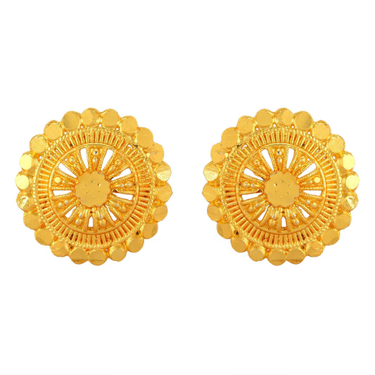 Brass Micron Goldplating Handmade Chilai Work Fashion Stud Earrings