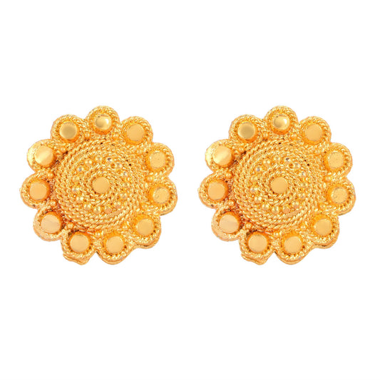 Brass Micron Goldplating Handmade Sunflower design Chilai Work Fashion Stud Earrings