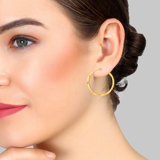 Brass Micron Goldplated carved Stylish Hoop earrings Women