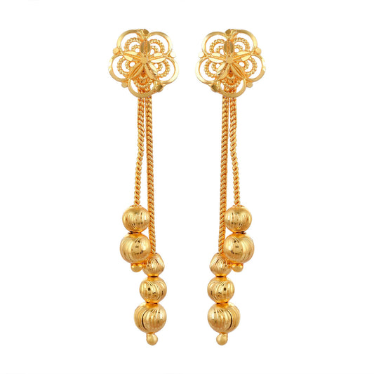 Brass Micron Goldplating Multipurpose floral Stud cum Dangler Fashion Earrings