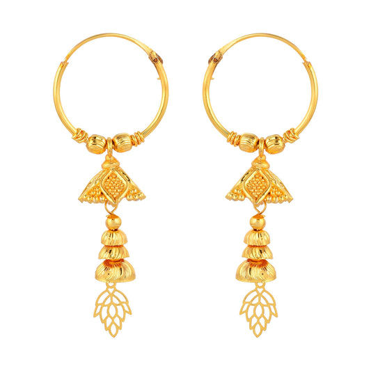 Brass Micron Goldplating Bali Hoop Jhumki earrings