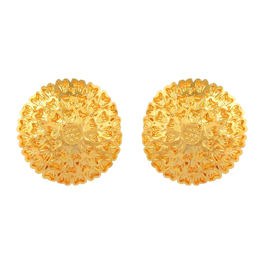 Brass Micron Goldplating Handmade Chilai Work Fashion Stud Earrings