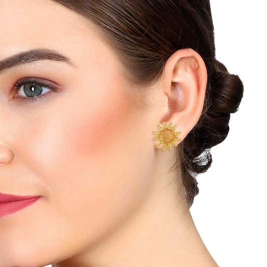 Micron Goldplated Sun Shaped Fashion Stud Earring