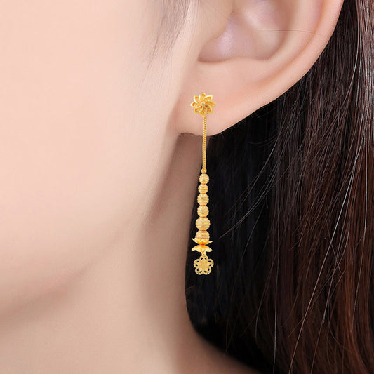 Brass Micron Goldplating floral Stud cum Dangler Fashion Earrings