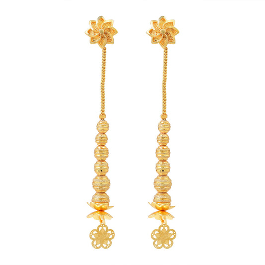 Brass Micron Goldplating floral Stud cum Dangler Fashion Earrings