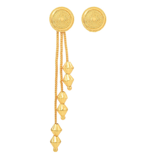 Brass Micron Goldplating Spiral disc Stud with Dangler Fashion Earrings