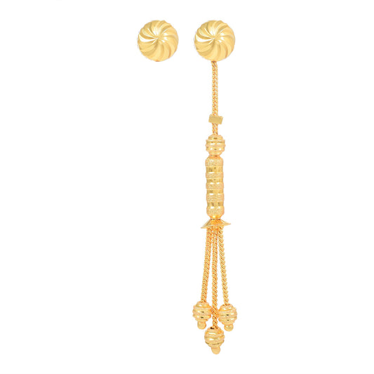 Brass Micron Goldplated Round Stud with Dangler Fashion Earrings