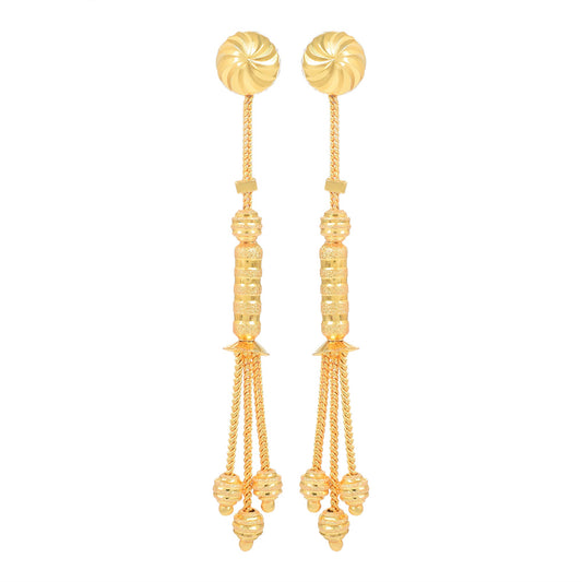 Brass Micron Goldplated Round Stud with Dangler Fashion Earrings