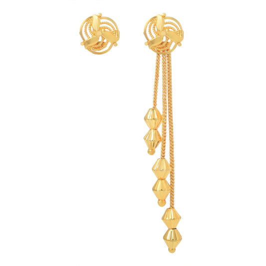 Brass Micron Goldplating Cavring Round Stud with Dangler Fashion Earrings