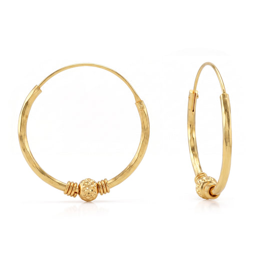 Brass 1 Gram Gold Ball bead Hoop Earrings (ERRM6667)