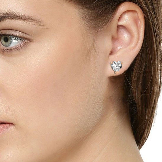 Gold plated Trillion shape Solitaire White Zircon stud earring