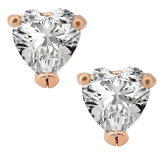 Gold plated Trillion shape Solitaire White Zircon stud earring