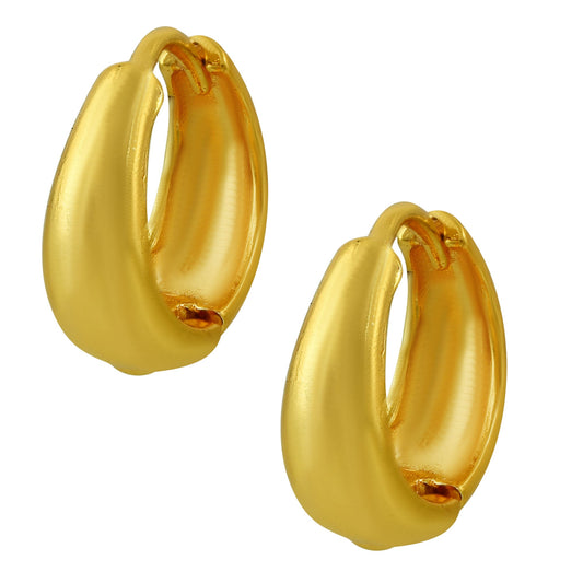 Gold Plated Simple and plain medium size Fashion Hoop Bali earring