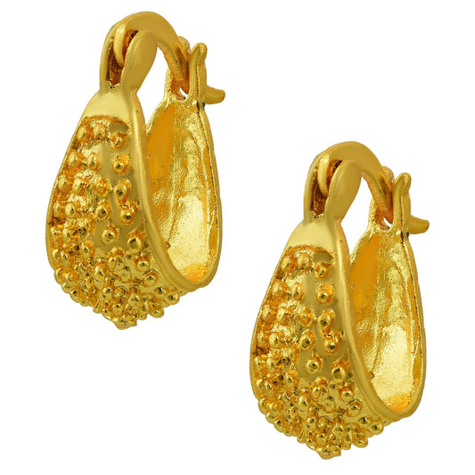 Gold Plated oval look Fashion Hoop Bali earring