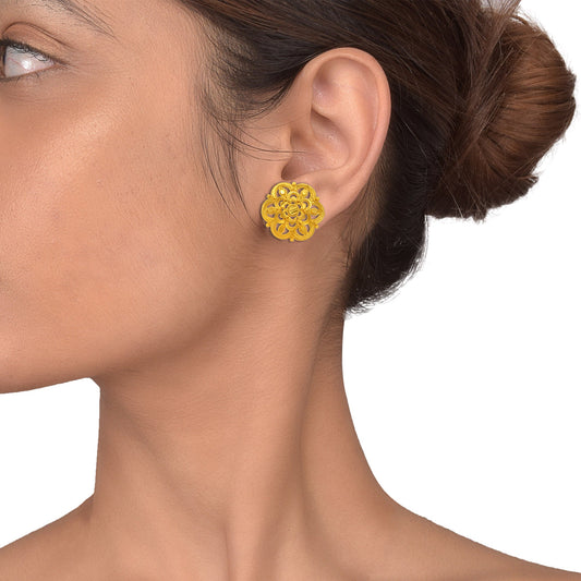 Brass Micron Goldplated Stud Earrings Women