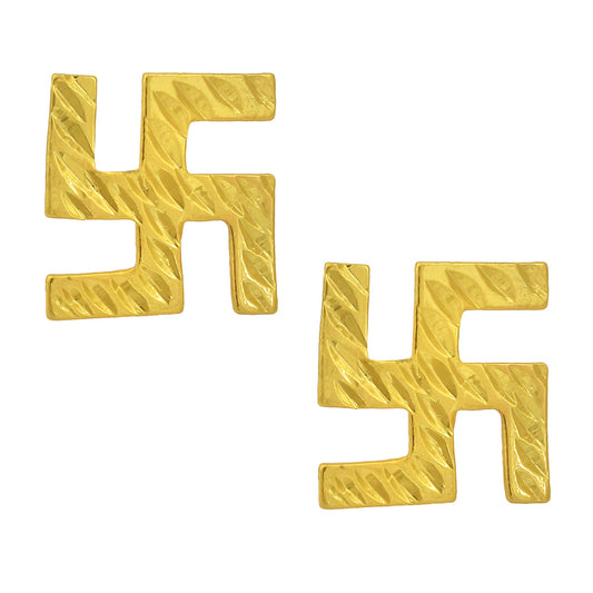 Brass Micron Goldplated Swastik stud earrings