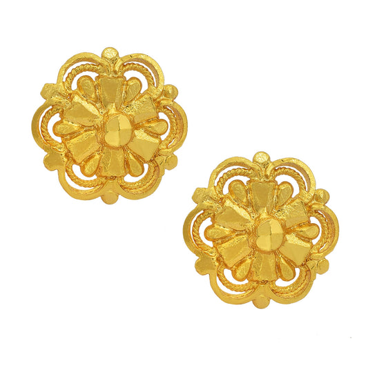 Women's Gold Plated Brass, Faux Kundan Ethnic, Bridal Stud Fashion Wedding Purpose Earrings