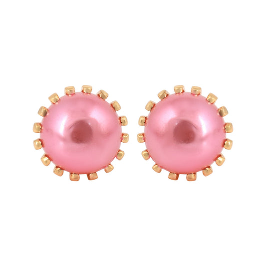 Goldplated Baby Pink Rose Quartz Stud Earring