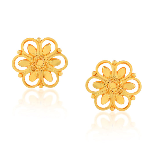 Brass 24KT Micron Gold handmade Bikaner royal floral design Traditional stud earrings (ERSV1474)