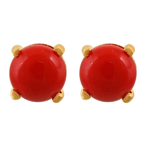 Gold plated Round Shape Faux Burma Ruby Fashion earring