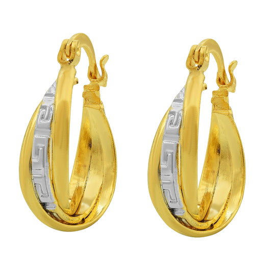 Gold-Silver plated, two tone, hoop fashion earrings