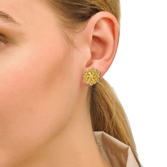 Gold plated Brass Star shaped Handmade Stud Traditional Earring