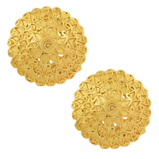 Gold plated Brass Wati shape Big Handmade Stud Traditional Earring