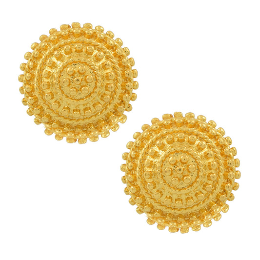 Gold plated Brass Wati shape dotted design Handmade Stud Traditional Earring