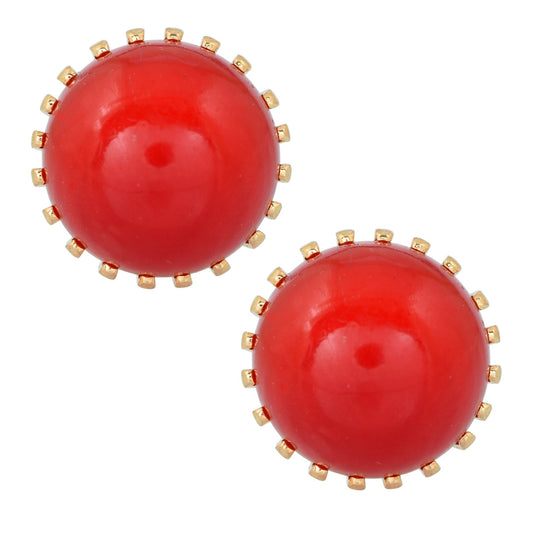 Goldplated Faux Burma Ruby Stud Earring