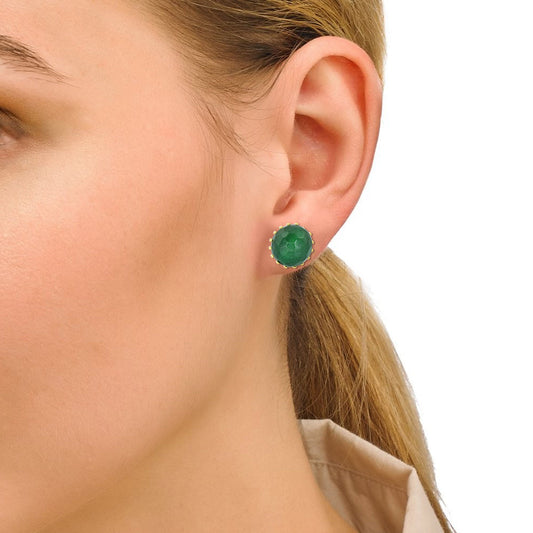 Goldplated Faux Columbian Emerald Stud Earring